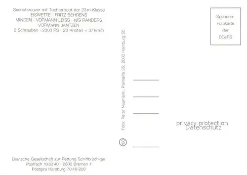 AK / Ansichtskarte Motorboote Seenotkreuzer Fritz Behrens Tochterboot  Motorboote