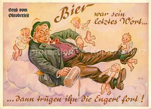 AK / Ansichtskarte Oktoberfest Bier Mann Engel  Oktoberfest