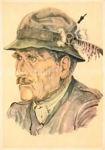AK / Ansichtskarte Kuenstlerkarte Dr. Gabriel Engler Kaerntener Koepfe Jaeger aus Hirt  Kuenstlerkarte