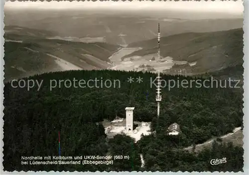 AK / Ansichtskarte Luedenscheid Fliegeraufnahme Nordhelle mit Kolbturm und UKW Sender Luedenscheid