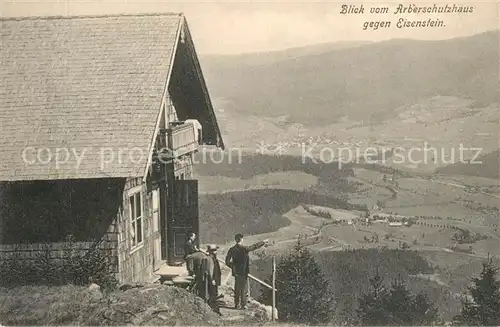 AK / Ansichtskarte Arberschutzhaus Panorama mit Eisenstein Arberschutzhaus