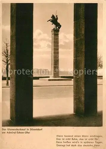AK / Ansichtskarte Duesseldorf Ulanendenkmal Admiral Schoer Ufer Duesseldorf