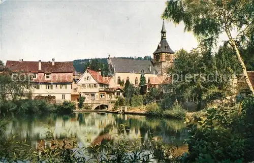 AK / Ansichtskarte Bad_Liebenzell Kirche und Forellensee Kurort im Schwarzwald Bad_Liebenzell