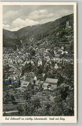 AK / Ansichtskarte Bad_Liebenzell Stadtansicht mit Kirche und Burg Kurort im Schwarzwald Bad_Liebenzell