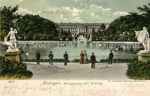 AK / Ansichtskarte Stuttgart Anlagensee mit Schloss Stuttgart