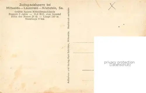 AK / Ansichtskarte Mittweida Lauenhain Kriebstein Zschopautalsperre Mittweida