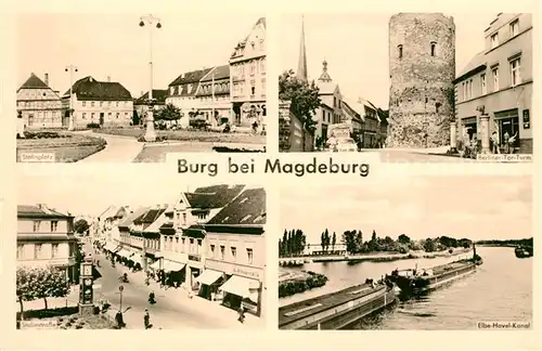 AK / Ansichtskarte Burg_Magdeburg Stalinplatz Berliner Tor Turm Elbe Havel Kanal Burg Magdeburg
