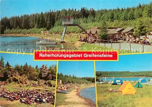 AK / Ansichtskarte Greifensteine_Erzgebirge Greifenbachstauweiher Naturtheater Greifensteine Zeltplatz Greifensteine_Erzgebirge