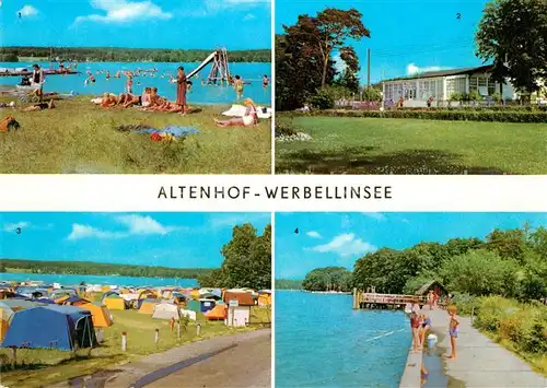 AK / Ansichtskarte Altenhof_Werbellinsee Badestrand FDGB Erholungsheim Strandpavillon Campingplatz Suesser Winkel Seeufer Altenhof Werbellinsee
