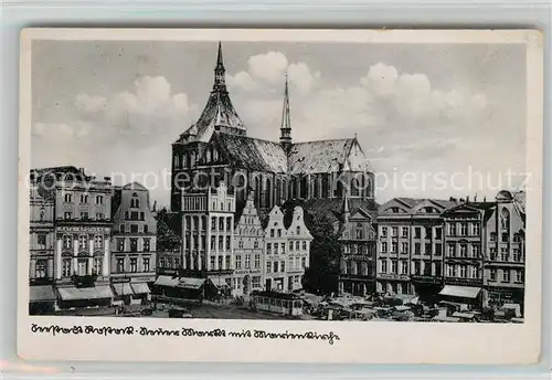 AK / Ansichtskarte Rostock_Mecklenburg Vorpommern Neuer Markt mit Marienkirche Rostock