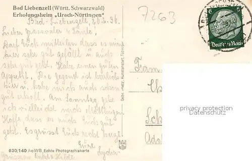 AK / Ansichtskarte Bad_Liebenzell Erholungsheim Urach Nuertingen Bad_Liebenzell