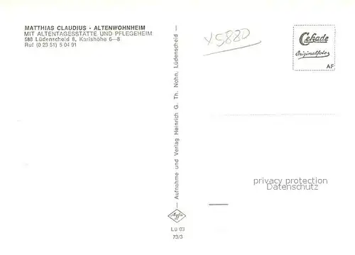 AK / Ansichtskarte Luedenscheid Matthisa Claudius Altenwohnheim Luedenscheid