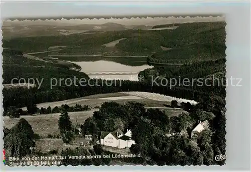 AK / Ansichtskarte Versetalsperre Fliegeraufnahme bei Luedenscheid Versetalsperre