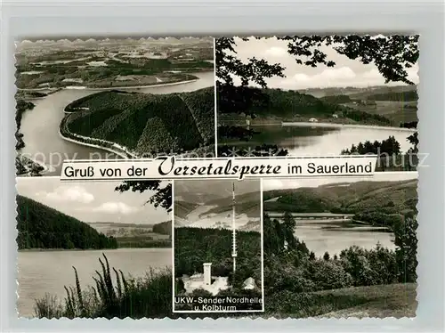 AK / Ansichtskarte Versetalsperre Fliegeraufnahme UKW Sender Nordhelle Kolbturm Versetalsperre