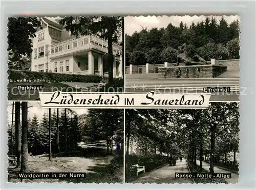 AK / Ansichtskarte Luedenscheid Parkhaus Ehrenmal Nurre Basse Nolte Allee Luedenscheid