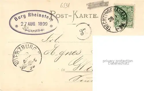 AK / Ansichtskarte Bingen_Rhein Burg Rheinstein Bingen Rhein