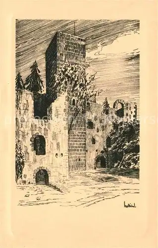 AK / Ansichtskarte Liebenzell_Bad Kuenstlerkarte Burgruine Liebenzell_Bad