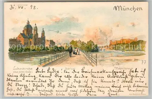 AK / Ansichtskarte Muenchen Maximilianeum Lukaskirche K?nstlerkarte / Muenchen