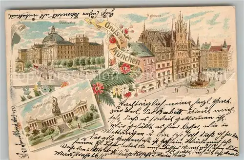 AK / Ansichtskarte Muenchen Rathaus Justizpalast Ruhmeshalle Bavaria / Muenchen