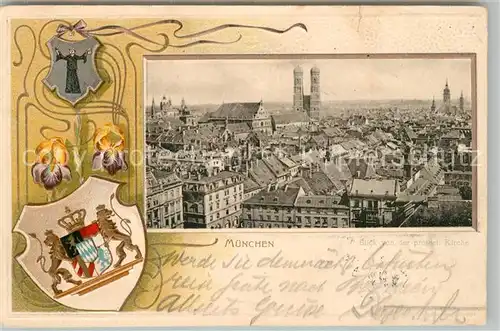 AK / Ansichtskarte Muenchen Panorama Wappen / Muenchen