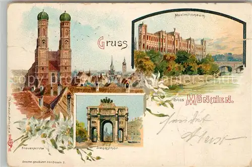 AK / Ansichtskarte Muenchen Maximilianeum Frauenkirche Siegestor / Muenchen