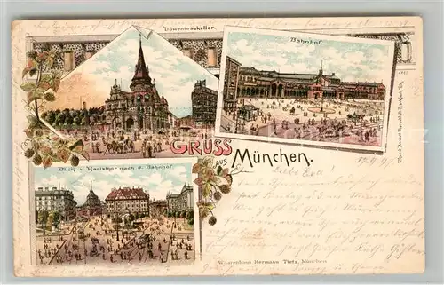 AK / Ansichtskarte Muenchen L?wenbr?ukeller Bahnhof Karlstor / Muenchen