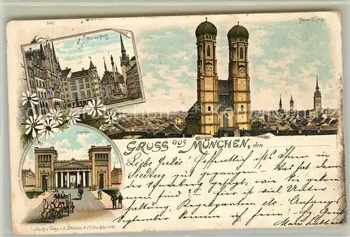 AK / Ansichtskarte Muenchen Marienplatz Frauenkirche Propyl?en / Muenchen