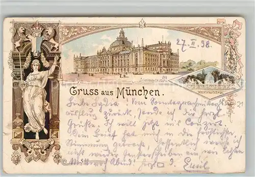 AK / Ansichtskarte Muenchen Justizpalast Wittelsbachbrunnen / Muenchen
