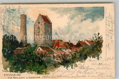 AK / Ansichtskarte Ravensburg_Wuerttemberg Mehlsack Obertor K?nstler Fritz Bergem / Ravensburg Wuerttemberg