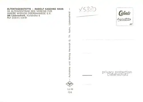 AK / Ansichtskarte Luedenscheid Altentagesstaette Rudolf Kaschke Haus Luedenscheid
