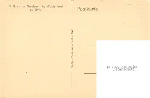 AK / Ansichtskarte Westerland_Sylt Kliff  Westerland_Sylt