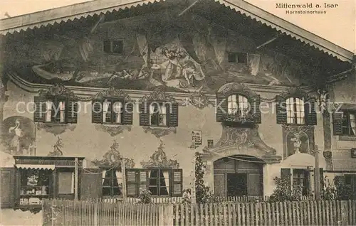AK / Ansichtskarte Mittenwald_Bayern Hornsteinerhaus Fassadenmalerei Mittenwald Bayern