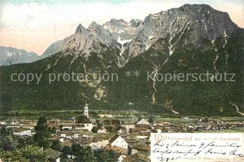 AK / Ansichtskarte Mittenwald_Bayern Gesamtansicht mit Karwendel Mittenwald Bayern