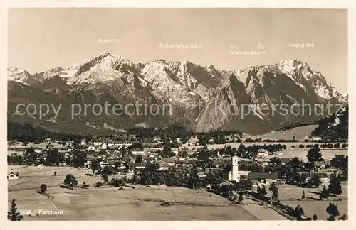 AK / Ansichtskarte Farchant Gesamtansicht mit Wettersteingebirge Farchant