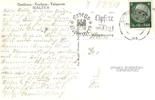 AK / Ansichtskarte Malter Gasthaus Kurhaus Talsperre Malter
