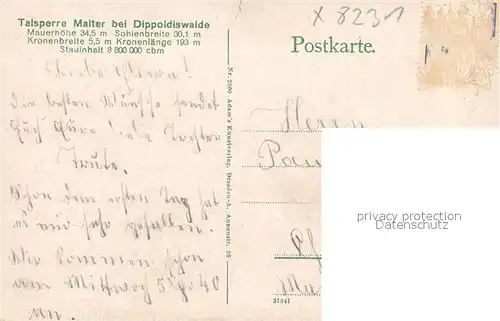 AK / Ansichtskarte Dippoldiswalde_Osterzgebirge Talsperre Malter Bahnhof Gasthof zur Talsperre Dippoldiswalde