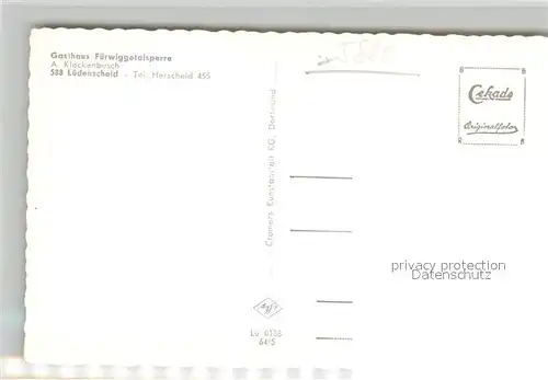 AK / Ansichtskarte Fuerwiggetalsperre Gasthaus A. Klockenbusch bei Luedenscheid Fuerwiggetalsperre