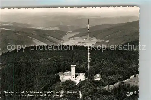 AK / Ansichtskarte Luedenscheid Fliegeraufnahme Nordhelle mit Kolbturm und UKW Sender Luedenscheid