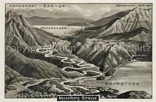 AK / Ansichtskarte Kochel_See Walchensee Kochelsee Wetterstein Gebirge Karwendel Gebirge Kochel_See