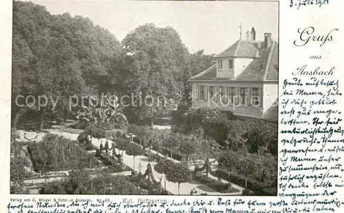 AK / Ansichtskarte Ansbach_Mittelfranken Koeniglicher Hofgarten Ansbach Mittelfranken