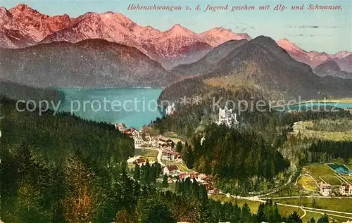 AK / Ansichtskarte Hohenschwangau Alpsee Schwansee Schloss Panorama Hohenschwangau