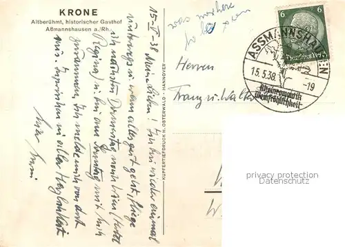 AK / Ansichtskarte Assmannshausen Gasthaus Krone Assmannshausen