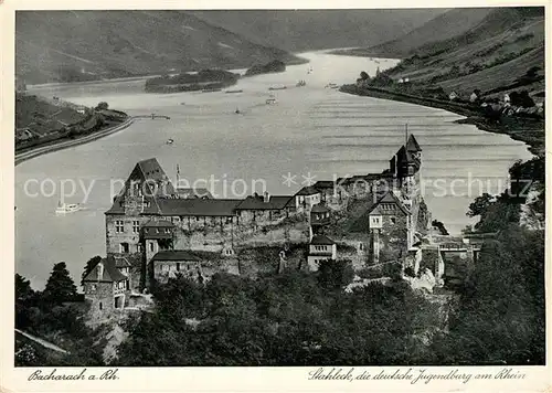 AK / Ansichtskarte Bacharach_Rhein Fliegeraufnahme Stahleck Jugendherberge  Bacharach Rhein