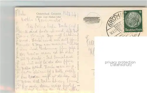 AK / Ansichtskarte Groemitz_Ostseebad Blick vom Hohen Ufer Groemitz_Ostseebad