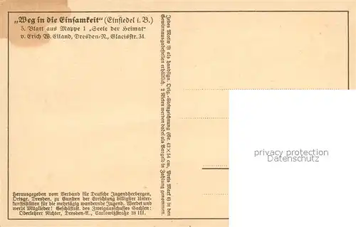 AK / Ansichtskarte Einsiedel_Altmuehl Weg in die Einsamkeit Mappe 1 Seele der Heimat Erich Eiland Kuenstlerkarte Einsiedel Altmuehl