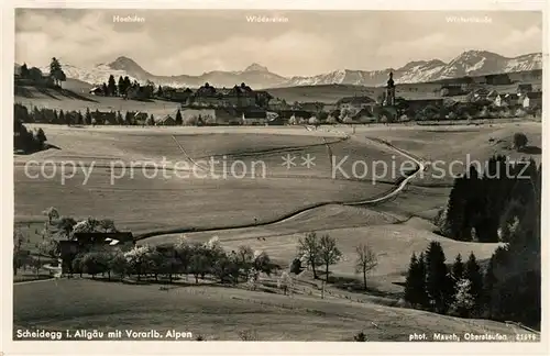 AK / Ansichtskarte Scheidegg_Allgaeu Landschaftspanorama Vorarlberger Alpen Bromsilber Scheidegg Allgaeu