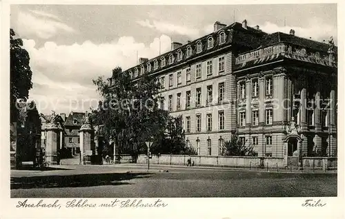 AK / Ansichtskarte Ansbach_Mittelfranken Schloss mit Schlosstor Ansbach Mittelfranken