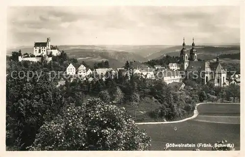 AK / Ansichtskarte Goessweinstein Stadtbild mit Basilika und Burg Goessweinstein