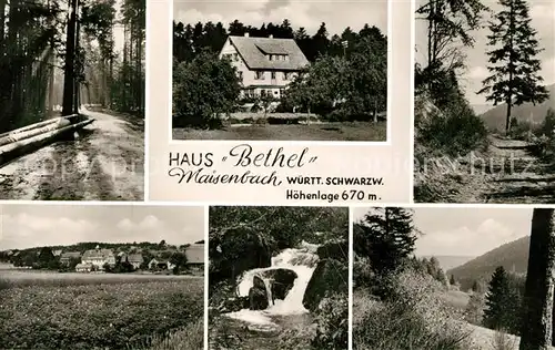 AK / Ansichtskarte Maisenbach Erholungsheim Altenheim Haus Bethel im Schwarzwald Wasserfall Maisenbach