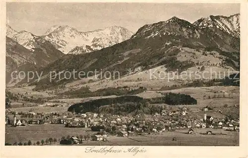 AK / Ansichtskarte Sonthofen_Oberallgaeu Gesamtansicht mit Alpenpanorama Kupfertiefdruck Sonthofen Oberallgaeu